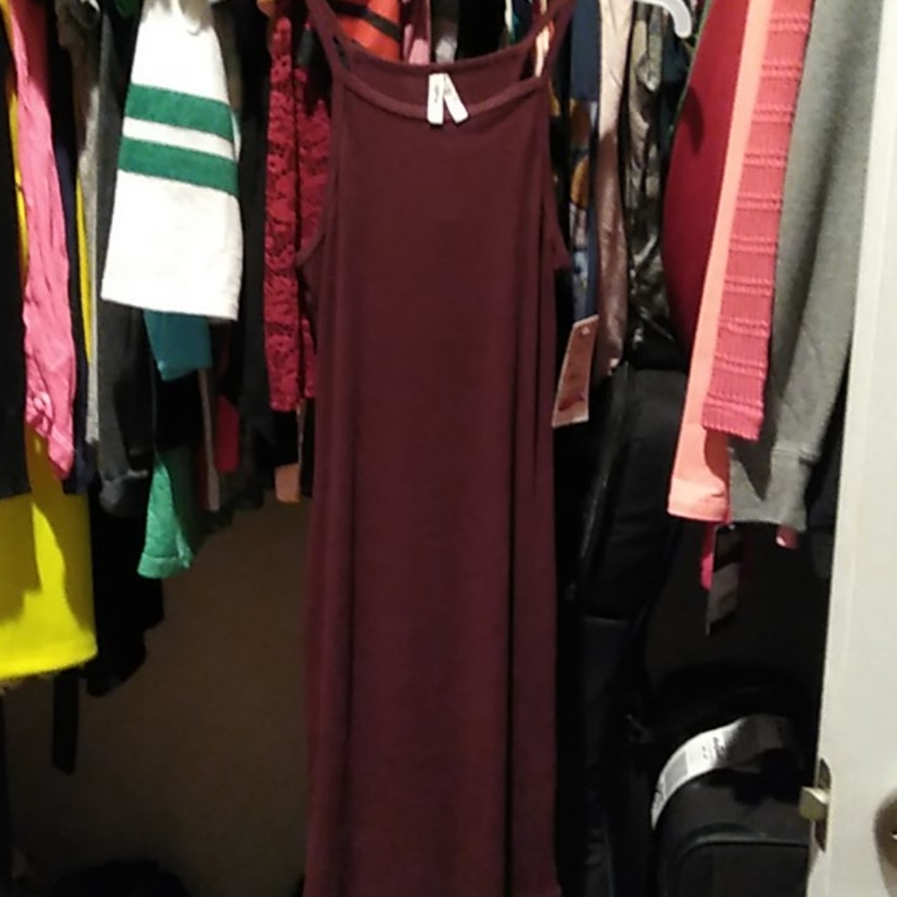 Wine Body Con Dress with Spaghetti Straps